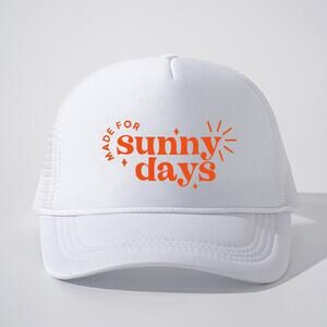 Made for Sunny Days White Retro Summer Snapback Mesh Trucker Hat NWOT